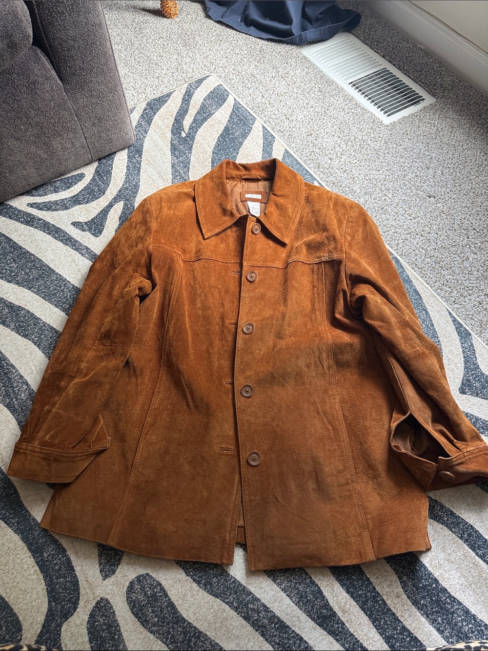 Vintage Cherokee Brown Suede Genuine Leather Jacket Size L Y2K